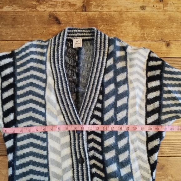 Vintage Fiore Womens Wool Cardigan S Oversized Artsy Geometric Cobain Italy Made - Picture 9 of 11